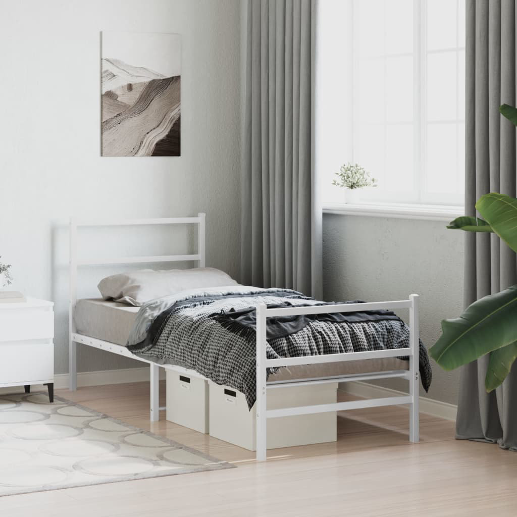 vidaXL Metal Bed White 80 x 200 cm